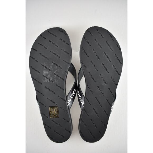 Balenciaga Black White Leather Logo Thong Slide Slip On Sandal Flip Flop Flat 36 - Picture 12 of 12
